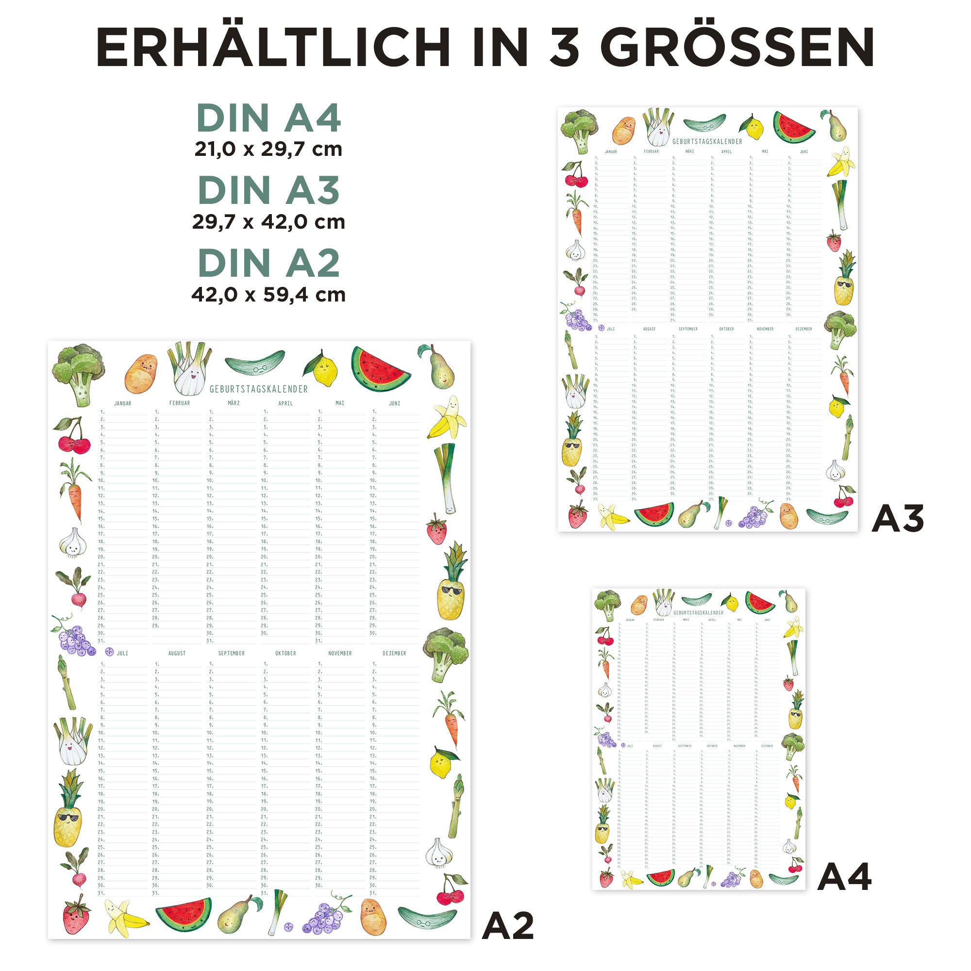 Geburtstagskalender – Obst & Gemüse