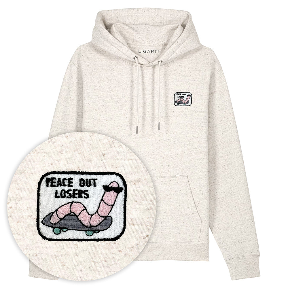 Bestickter Hoodie – Ollie der Skater-Wurm