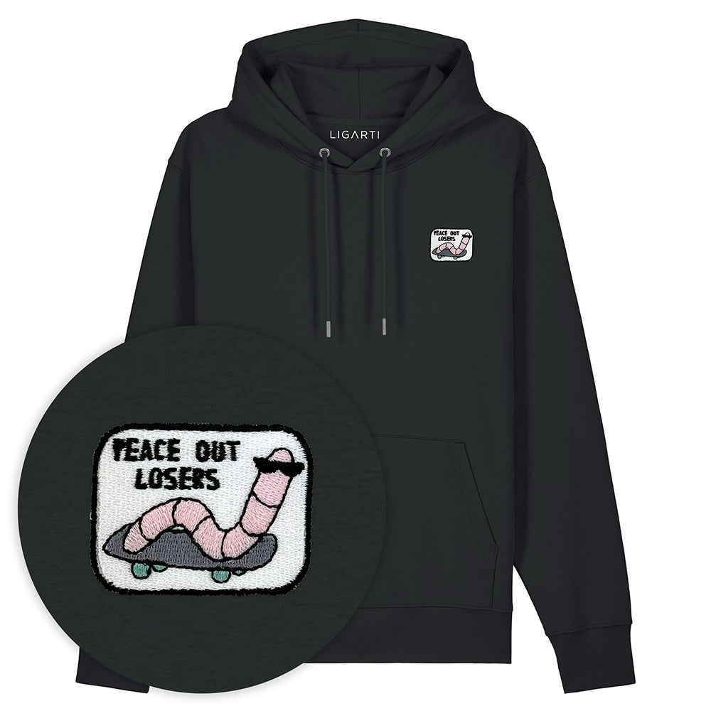Bestickter Hoodie – Ollie der Skater-Wurm