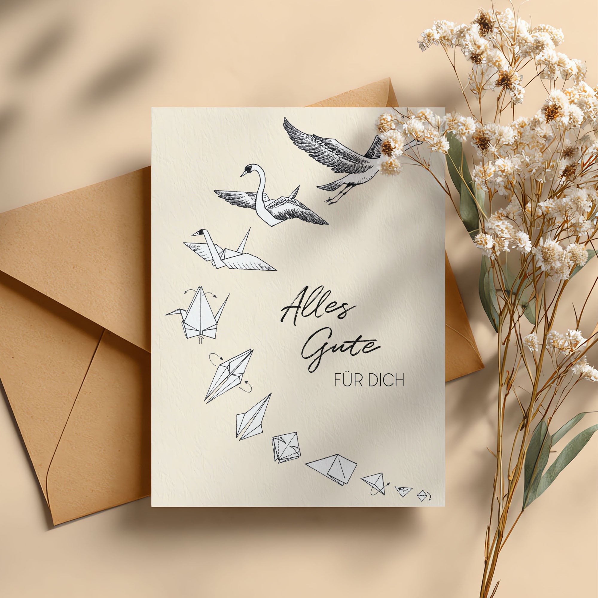 Klappkarte – Origamischwan