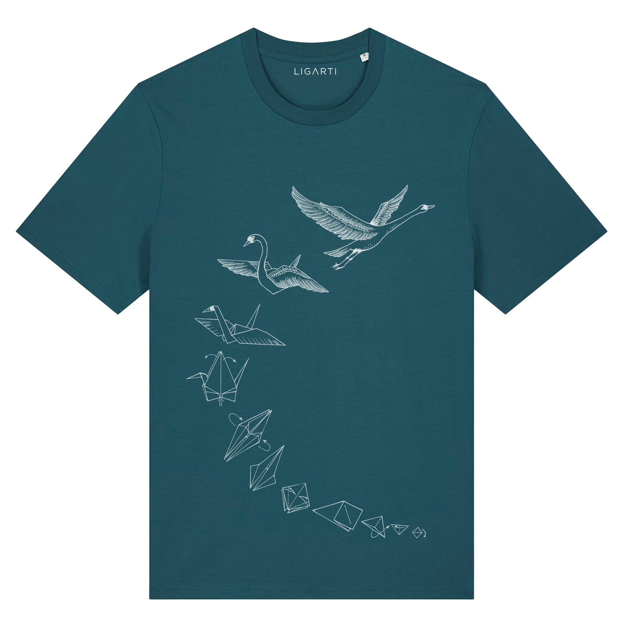 T-Shirt Origami Schwan - Petrol