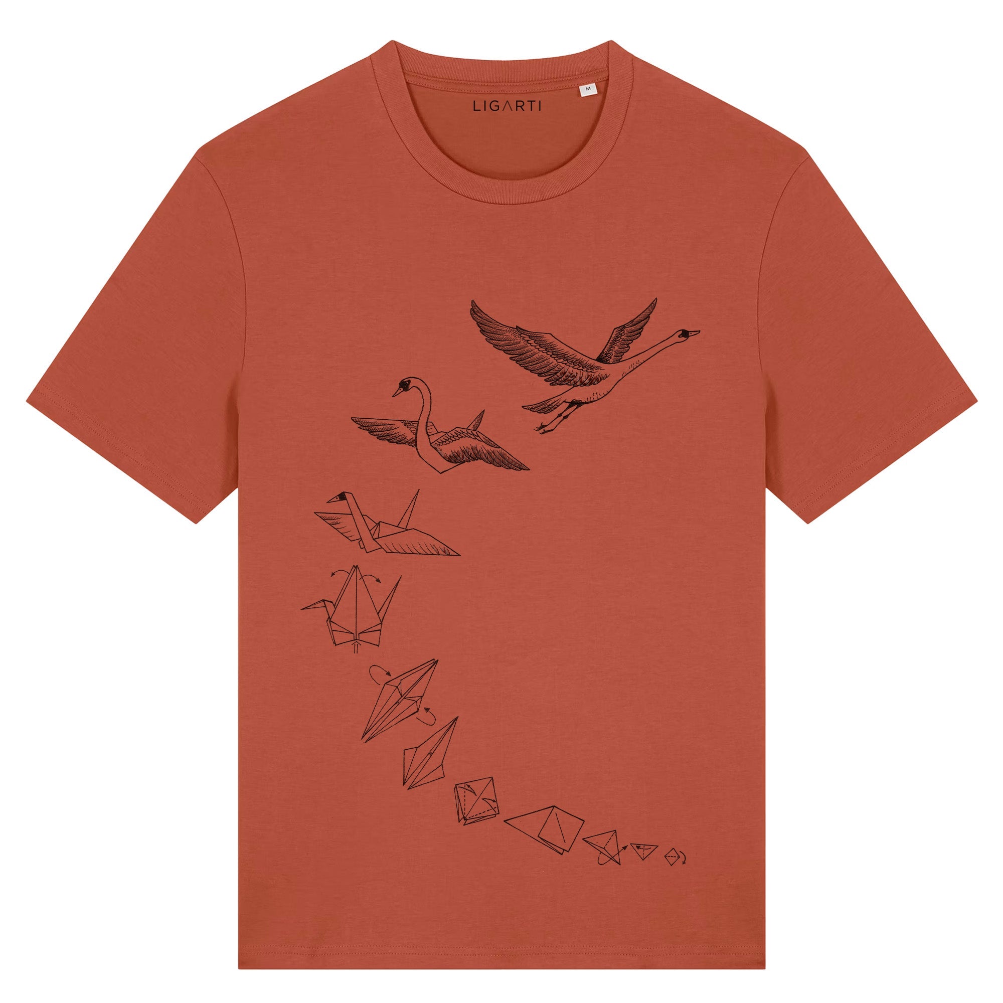 T-Shirt Origami Schwan - Terracotta
