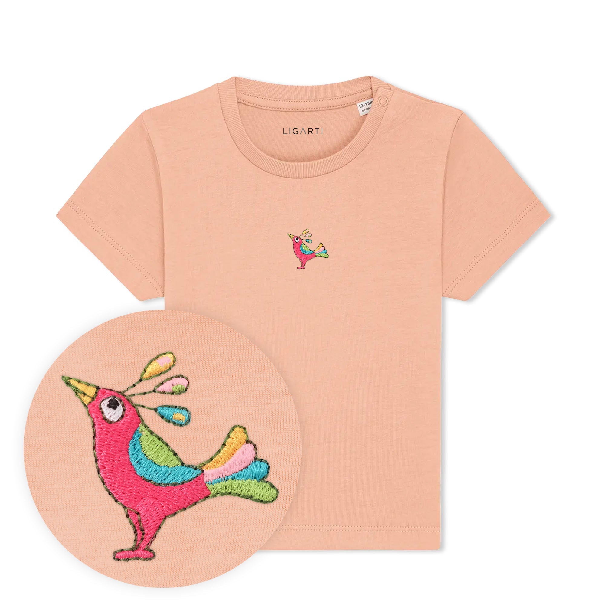 Babyshirt Patrischa der Paradiesvogel - Pfirsich