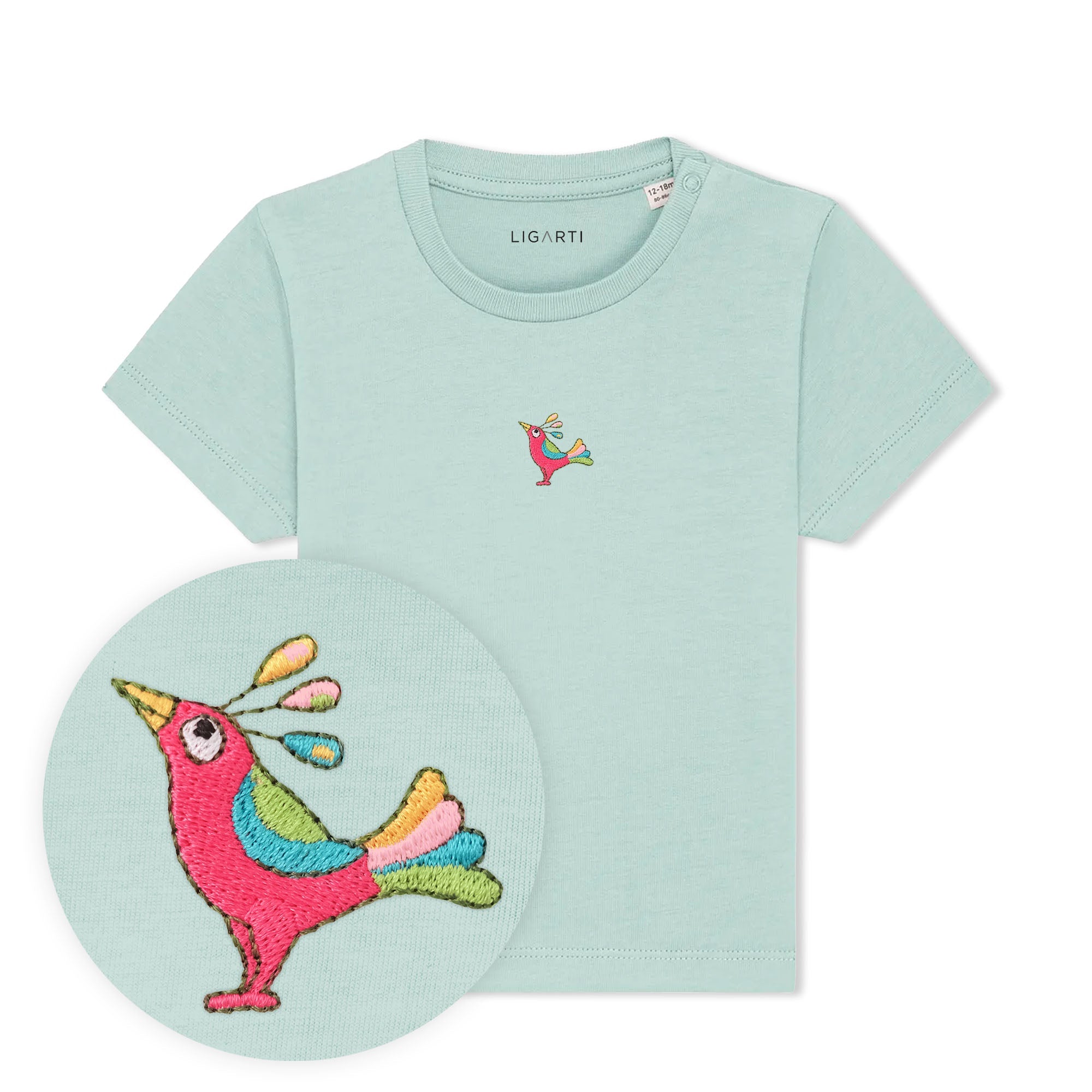 Babyshirt Patrischa der Paradiesvogel - Türkis