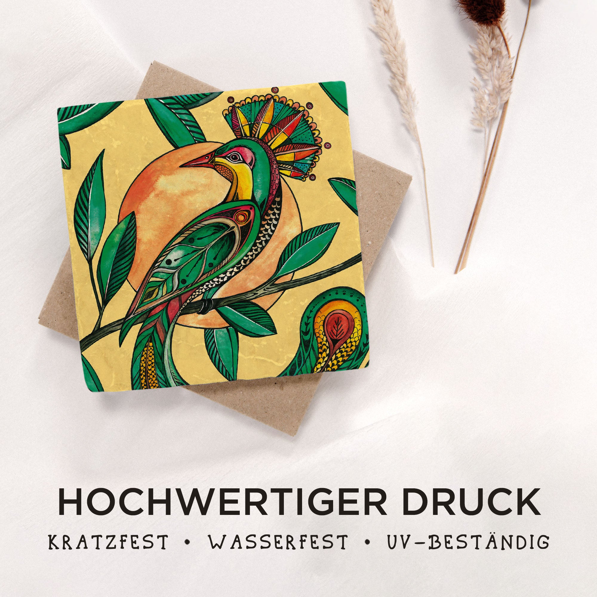 Fliesenuntersetzer – Pfirsittich