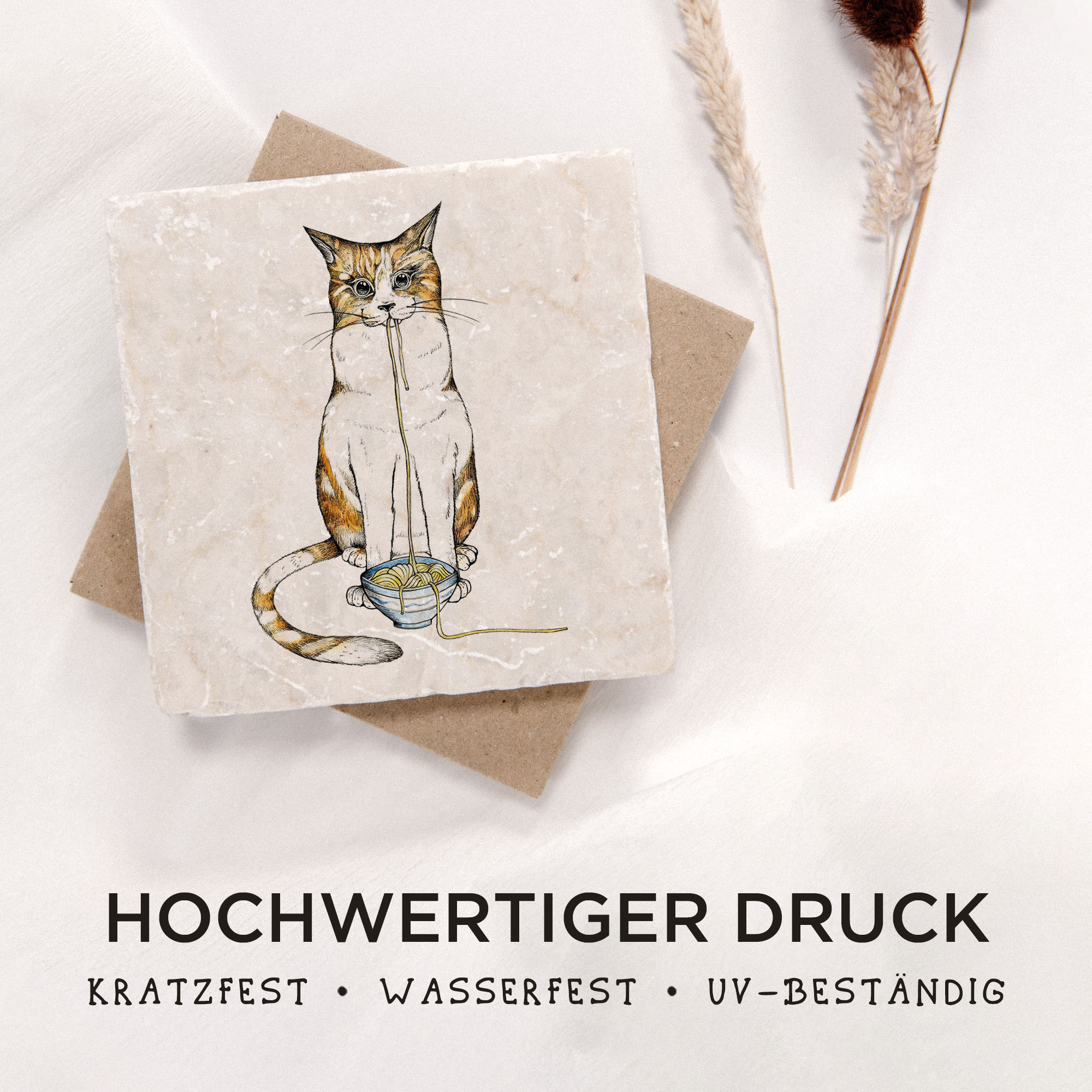 Fliesenuntersetzer – Ramenkatze