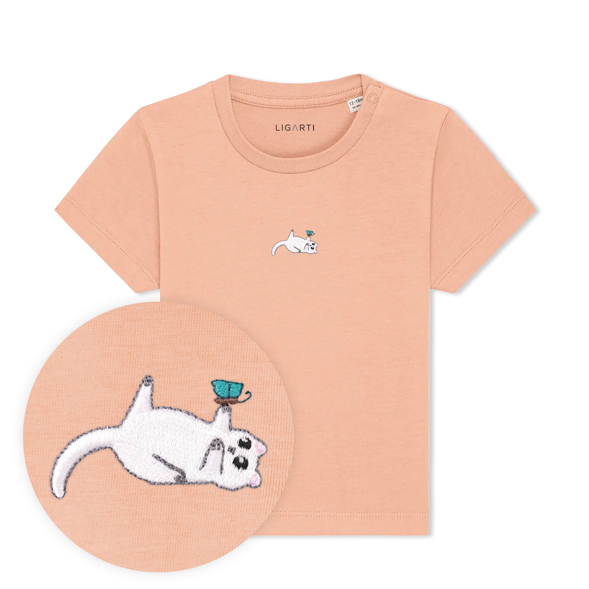 Babyshirt Samantha die Katze - Pfirsich