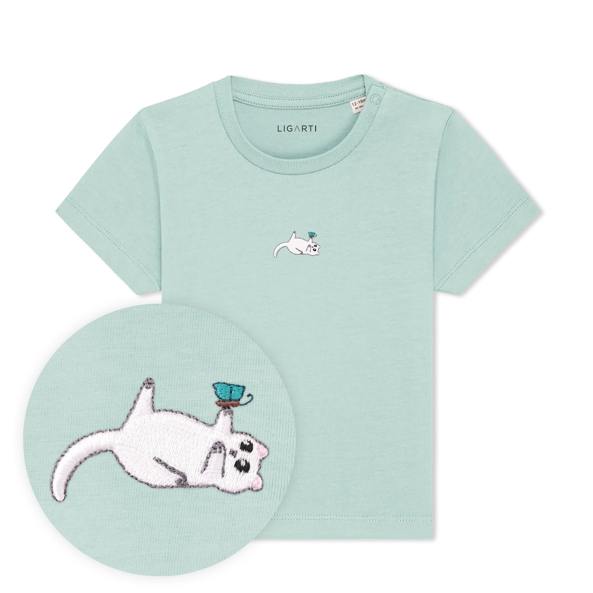 Babyshirt Samantha die Katze - Türkis