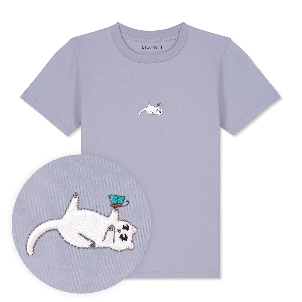 Kindershirt Samantha die Katze - Flieder