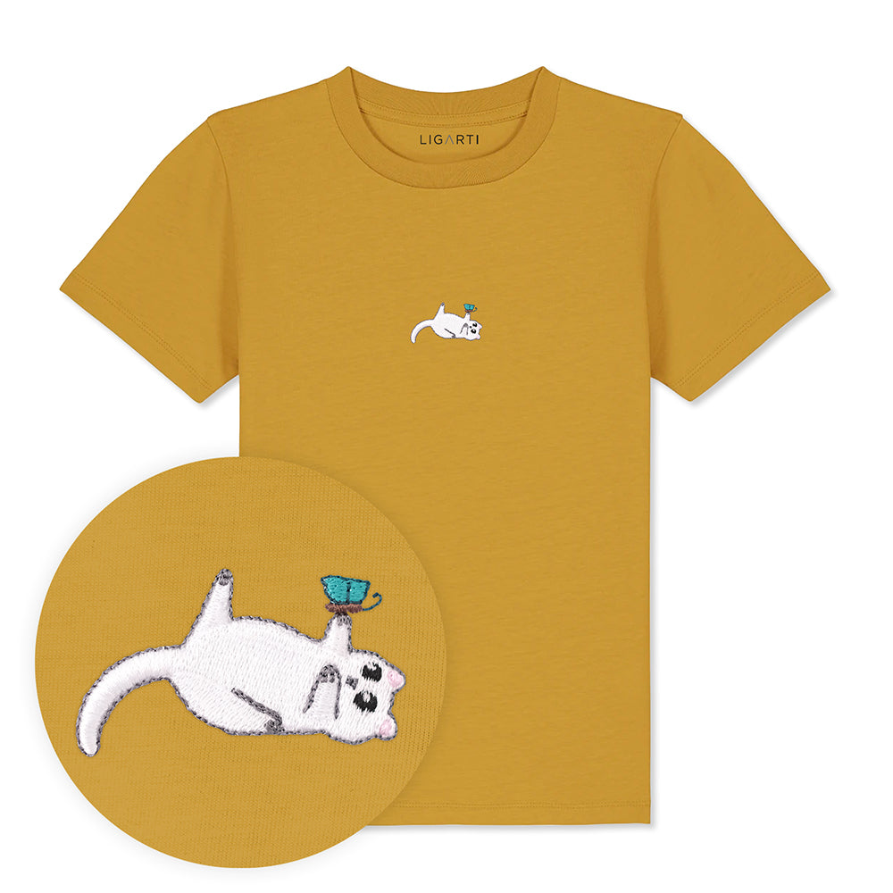Kindershirt Samantha die Katze - Senfgelb
