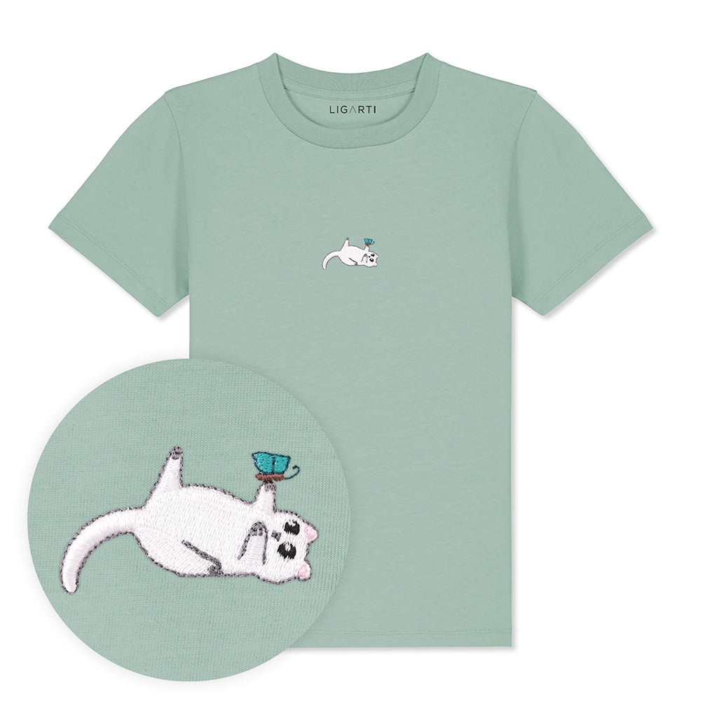Kindershirt Samantha die Katze - Mintgrün