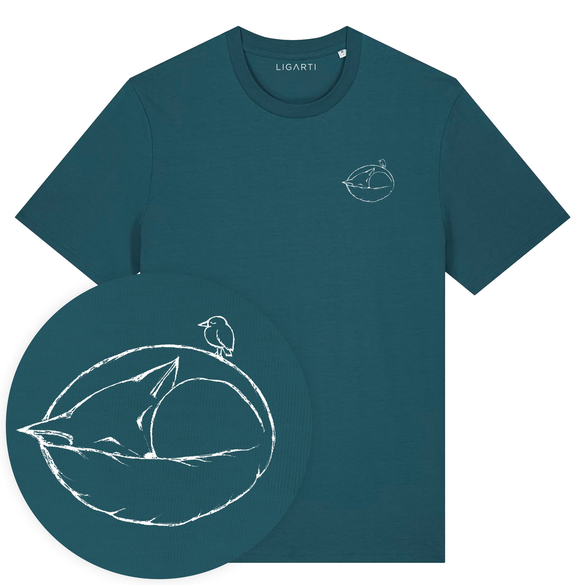 T-Shirt Schlafender Fuchs - Petrol