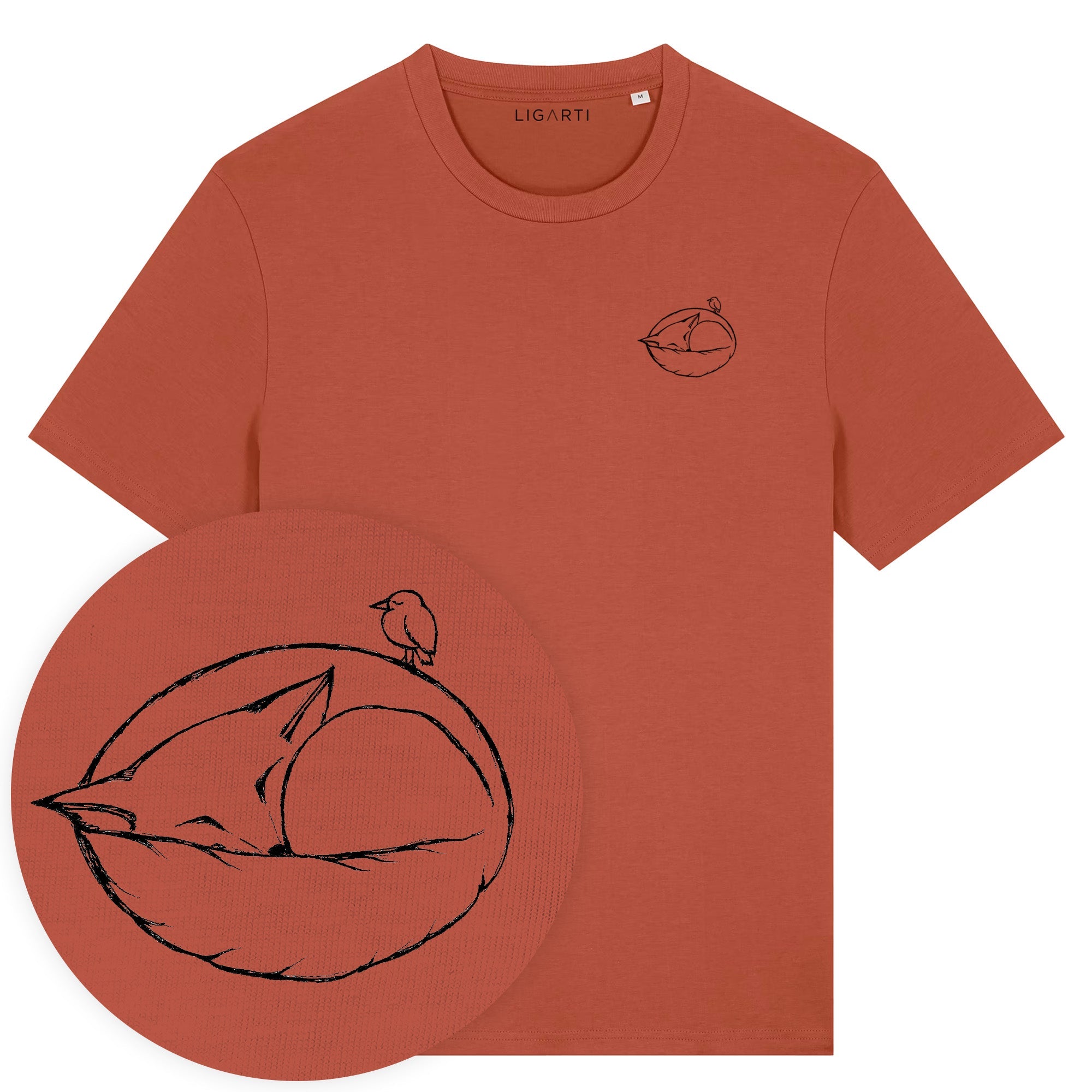 T-Shirt Schlafender Fuchs - Terracotta