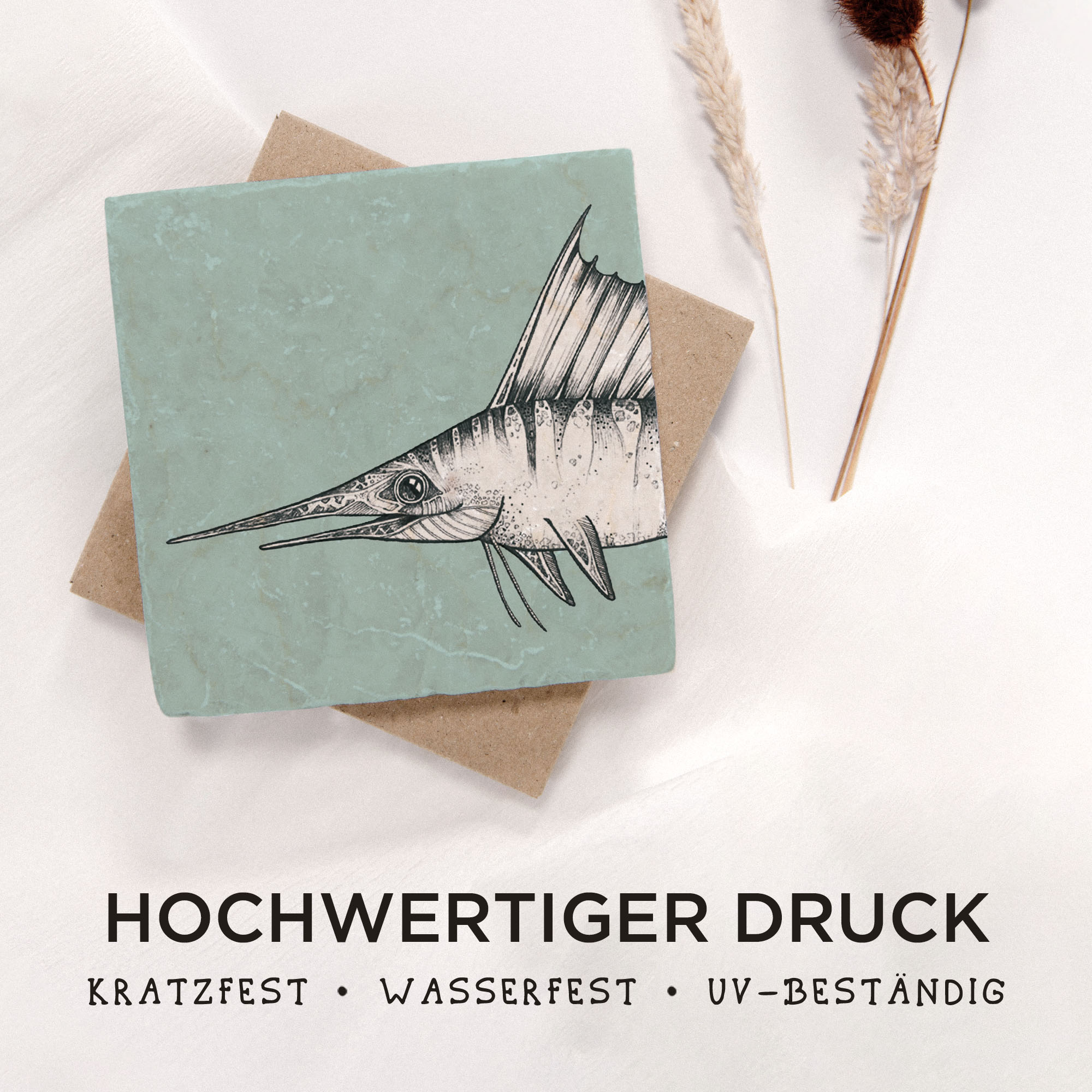 Fliesenuntersetzer – Schwertfisch 1