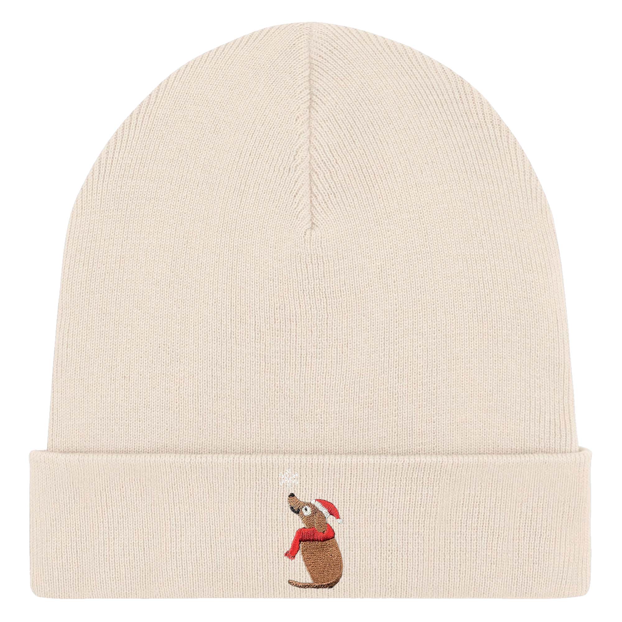 Bestickte Beanie – Thomas der Weihnachtshund