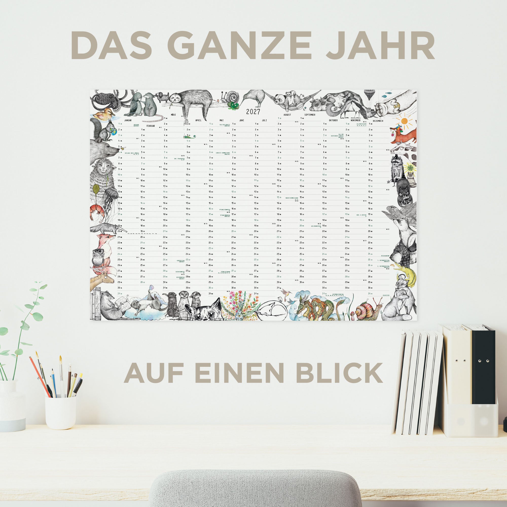Wandkalender 2027 – Tiergewusel