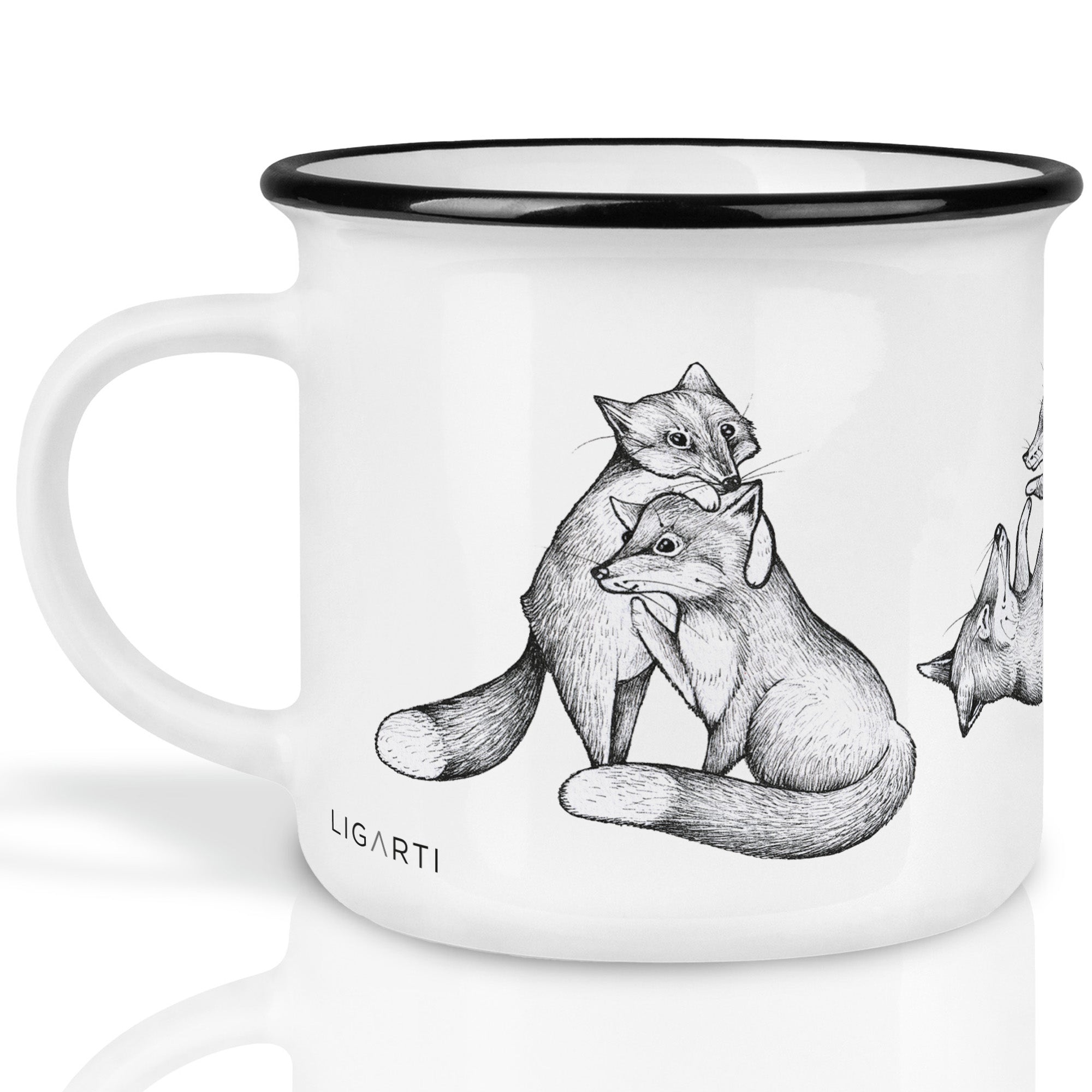 Keramiktasse – Tobende Füchse
