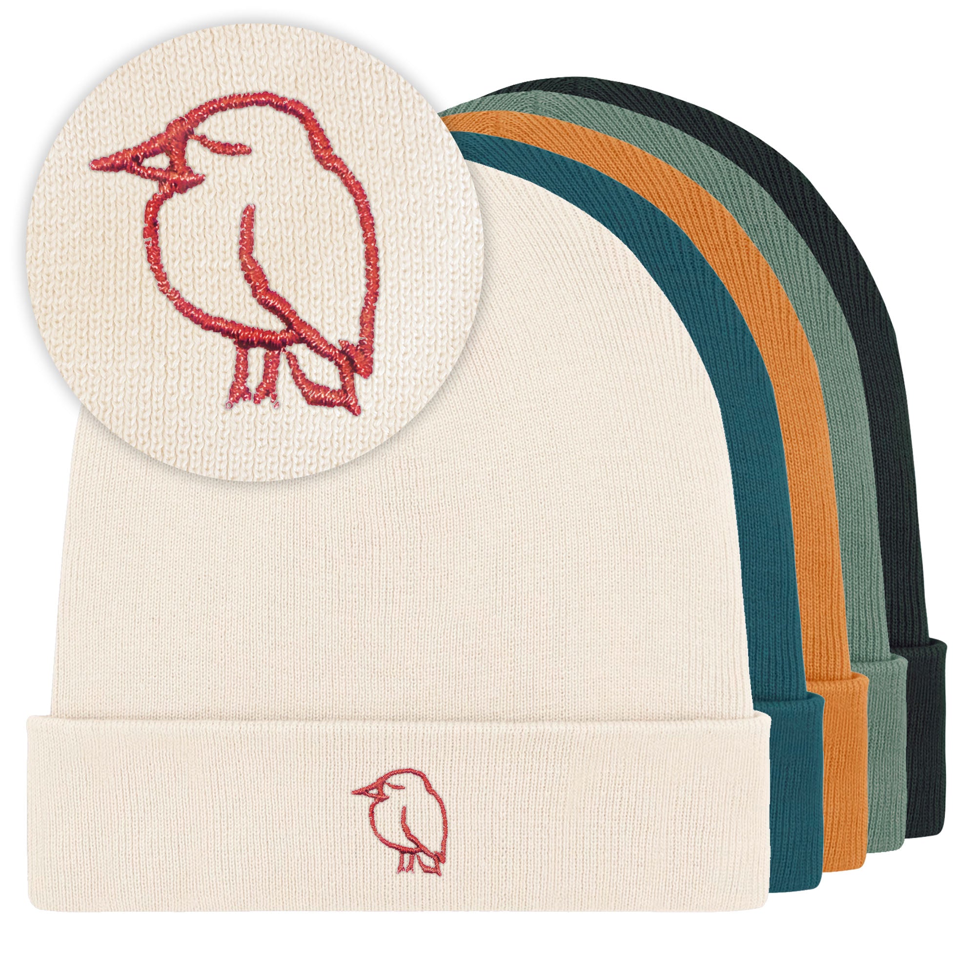 Bestickte Beanie – LIGARTI Vogel