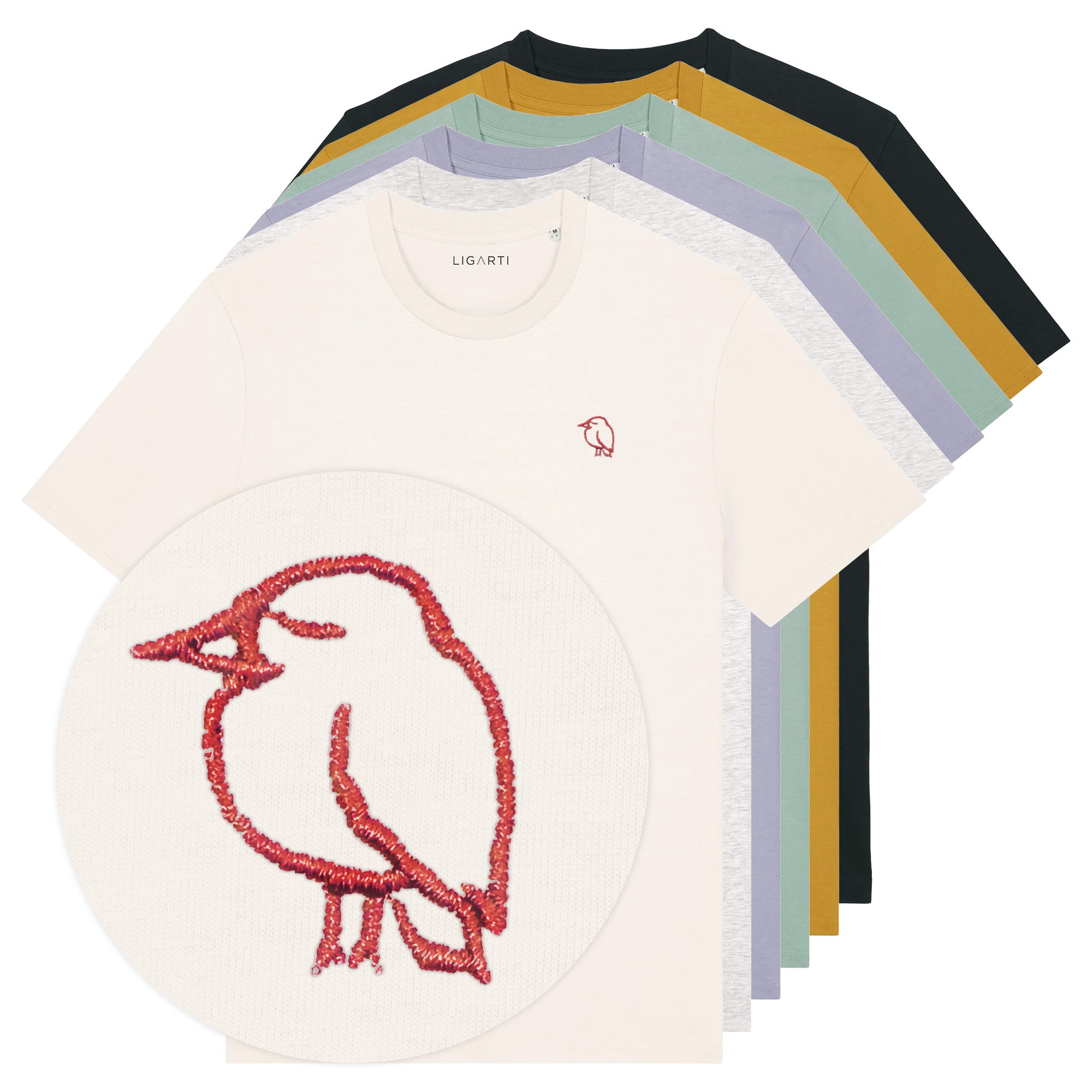 Besticktes T-Shirt – LIGARTI Vogel