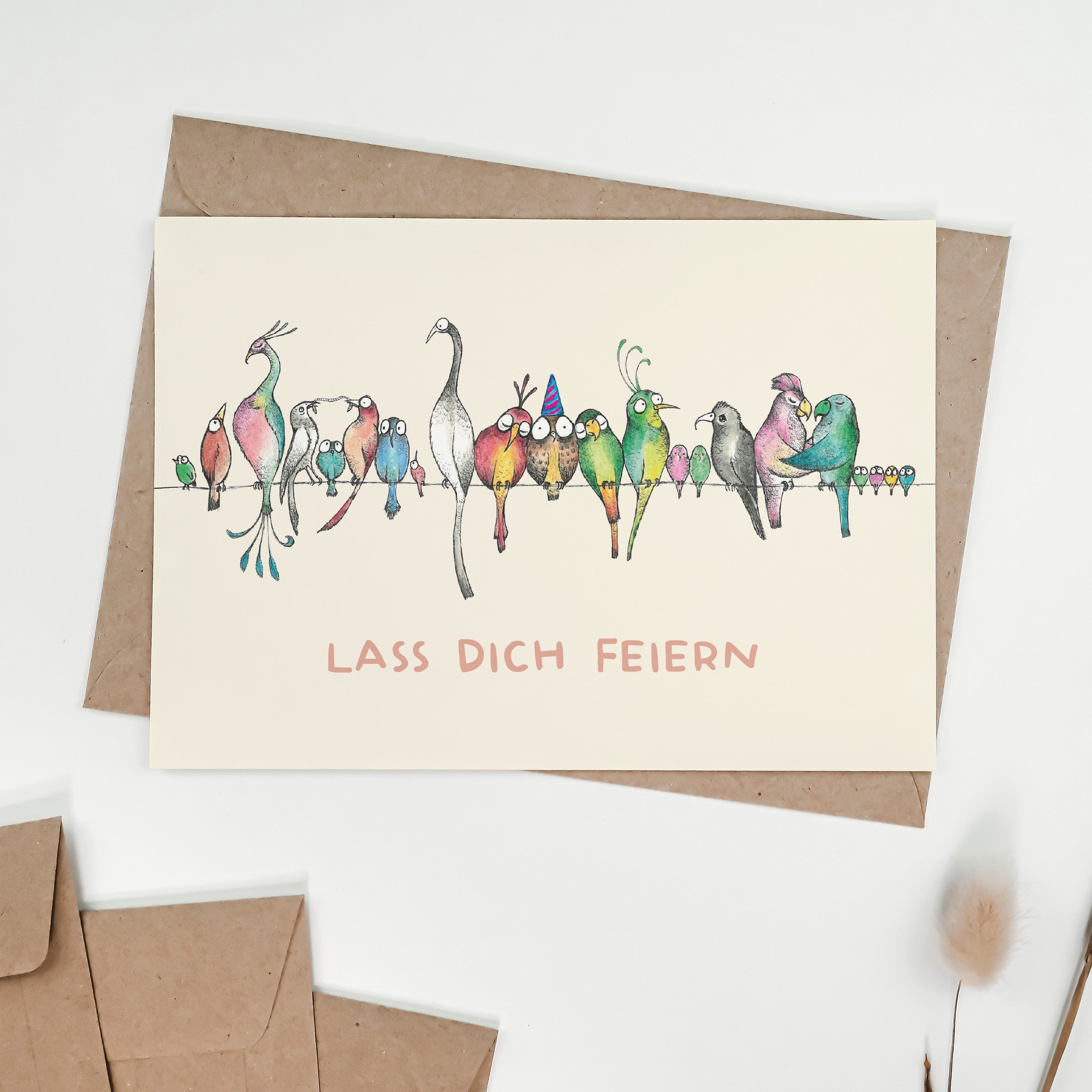 Klappkarte – Vogelparade