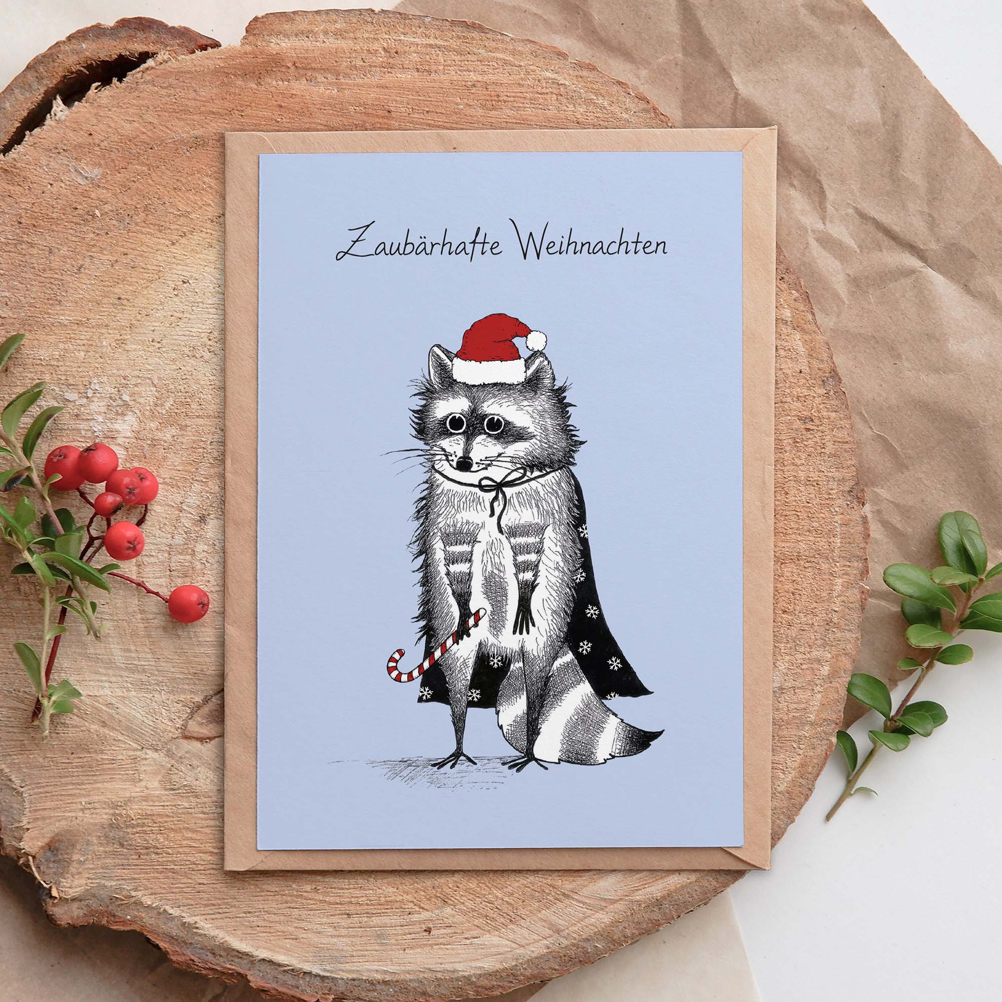 Klappkarte – Weihnachtszaubär