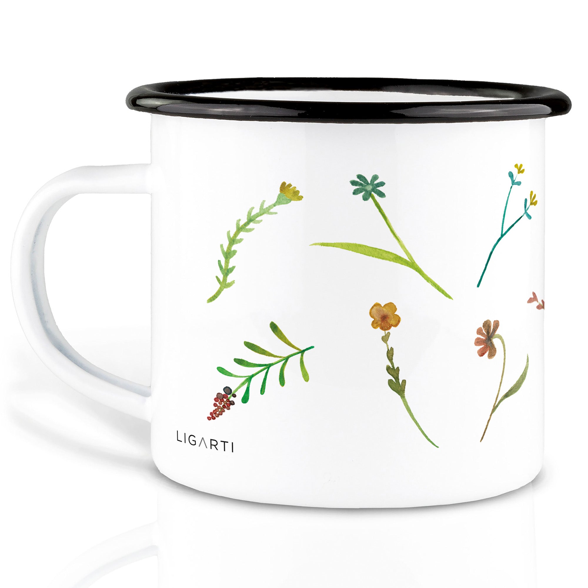 Emaille Tasse – Wildblumendurcheinander