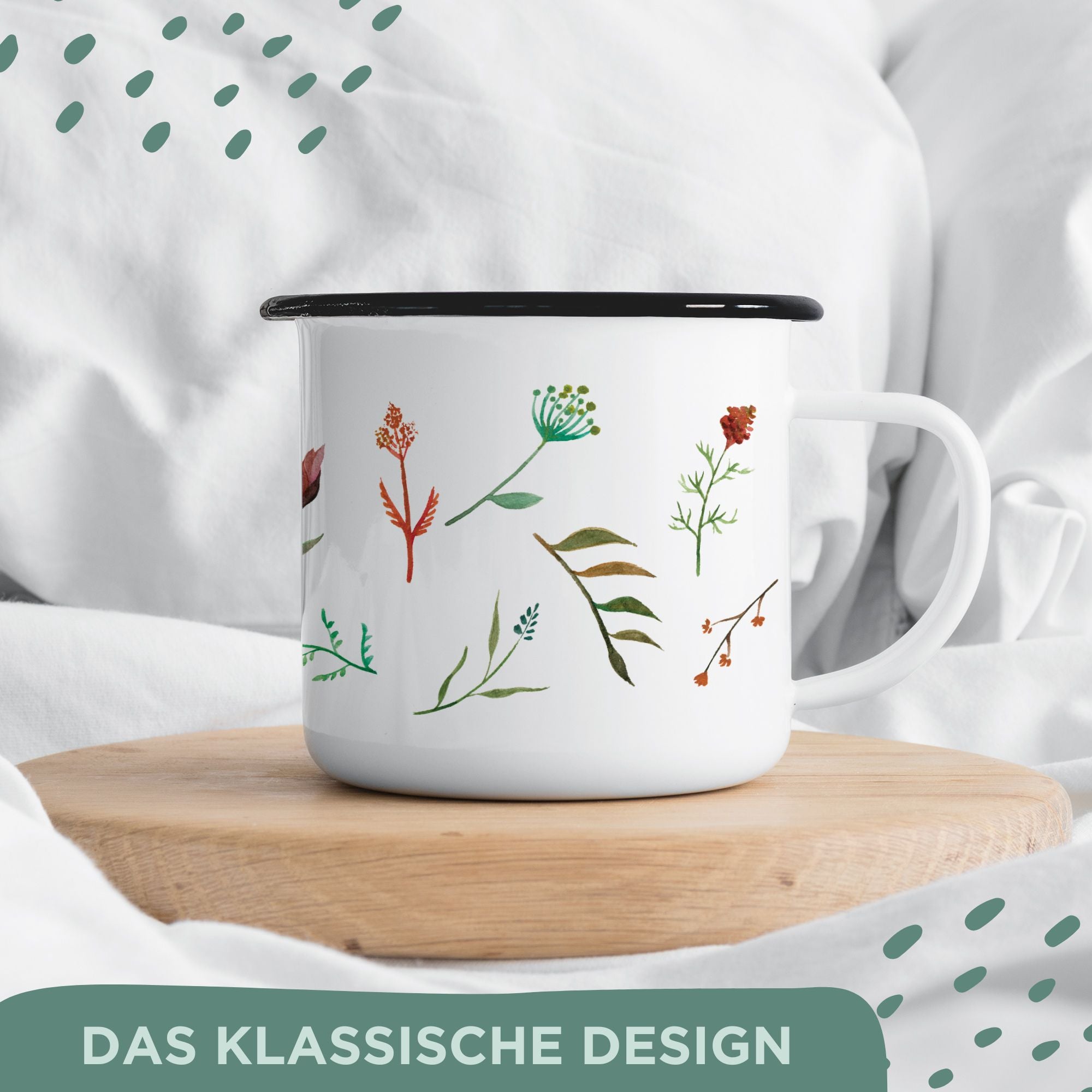 Emaille Tasse – Wildblumendurcheinander