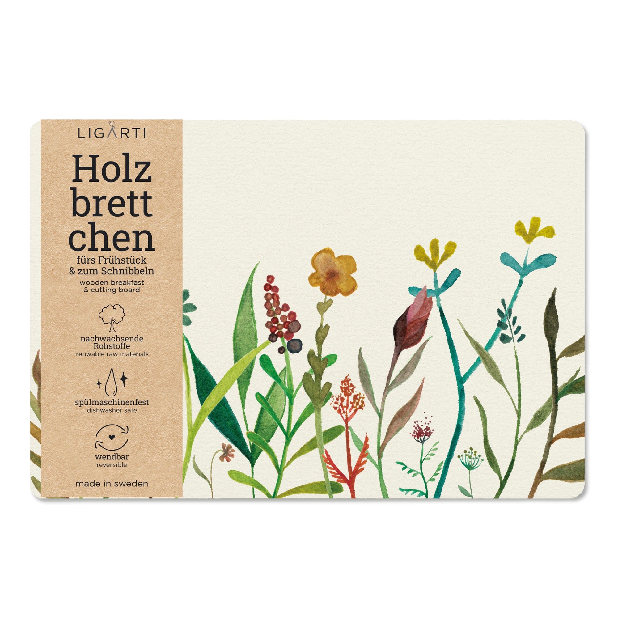 Holzbrettchen - Wildblumenfeld