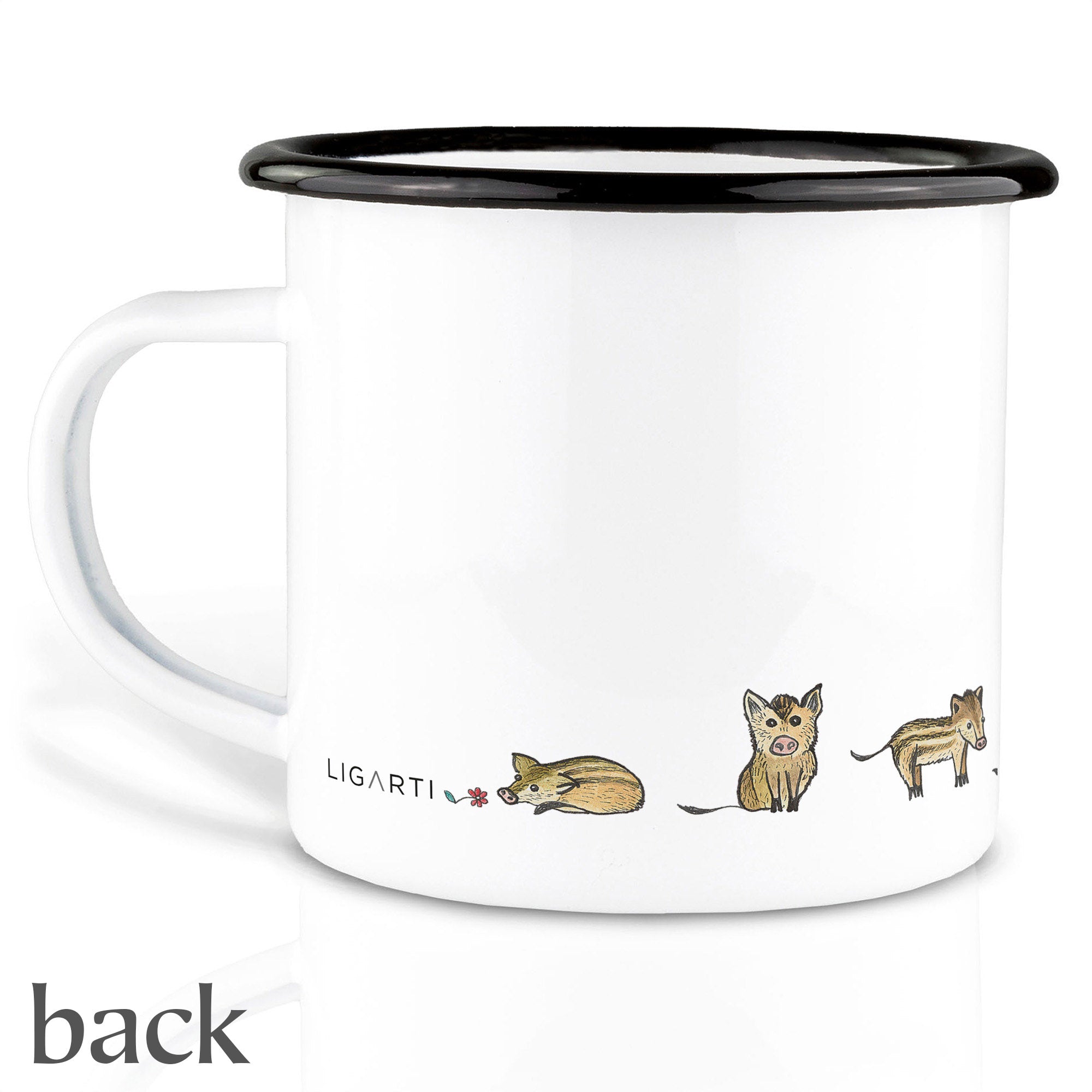 Enamel mug – wild boar family