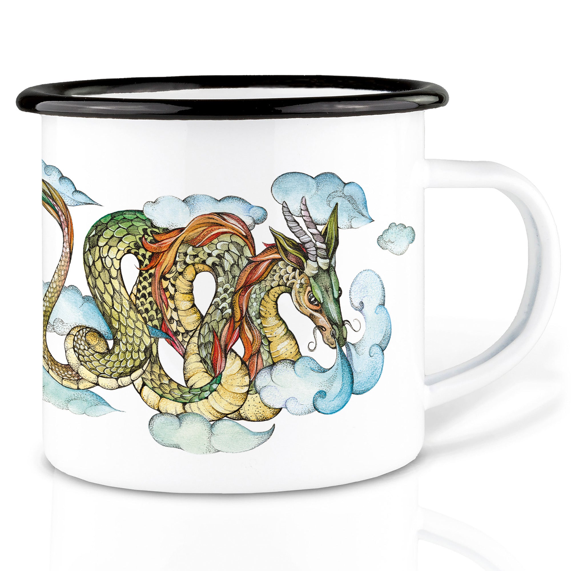 Emaille Tasse – Wolkendrache