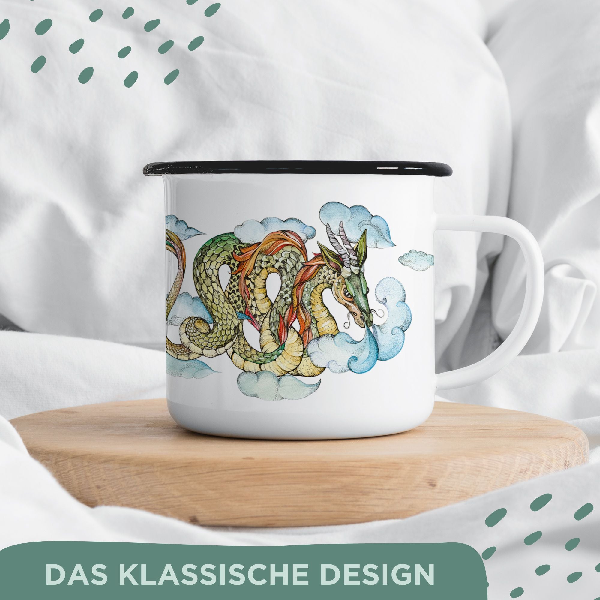 Emaille Tasse – Wolkendrache
