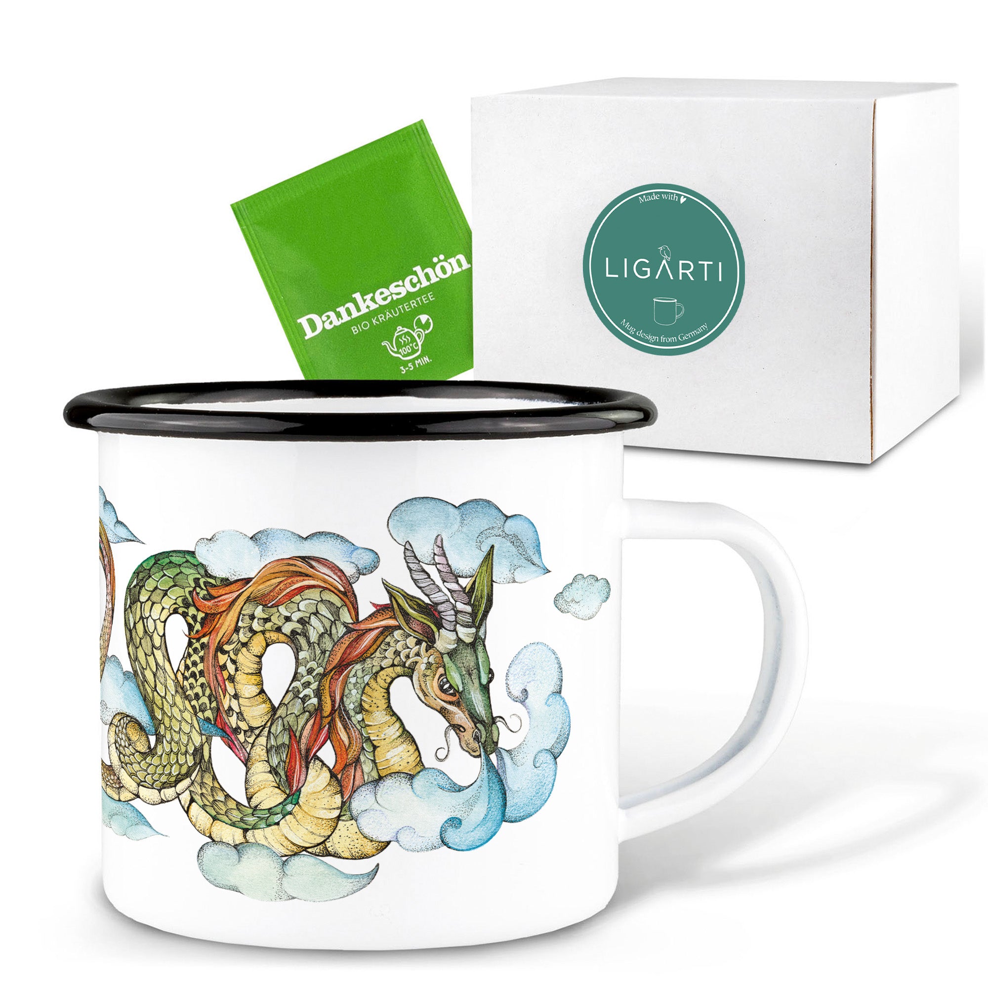 Emaille Tasse – Wolkendrache