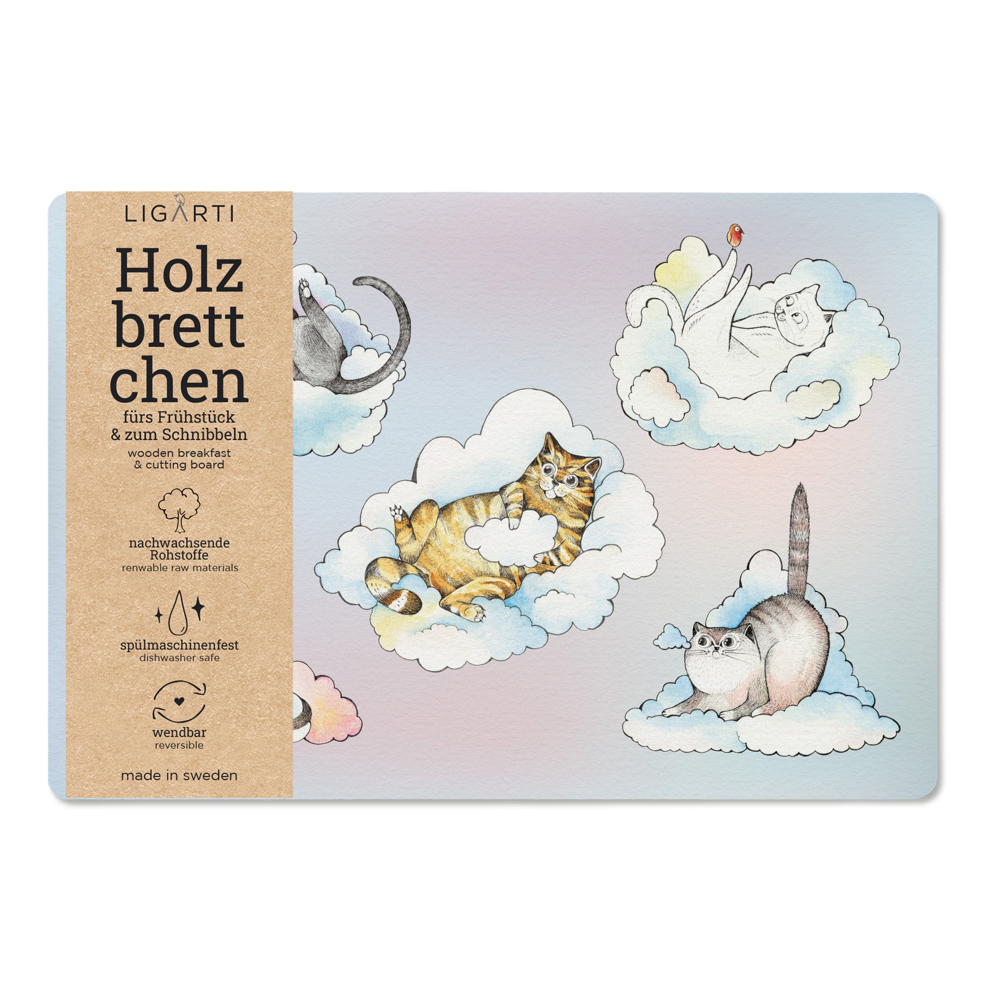 Holzbrettchen - Wolkenkatzen