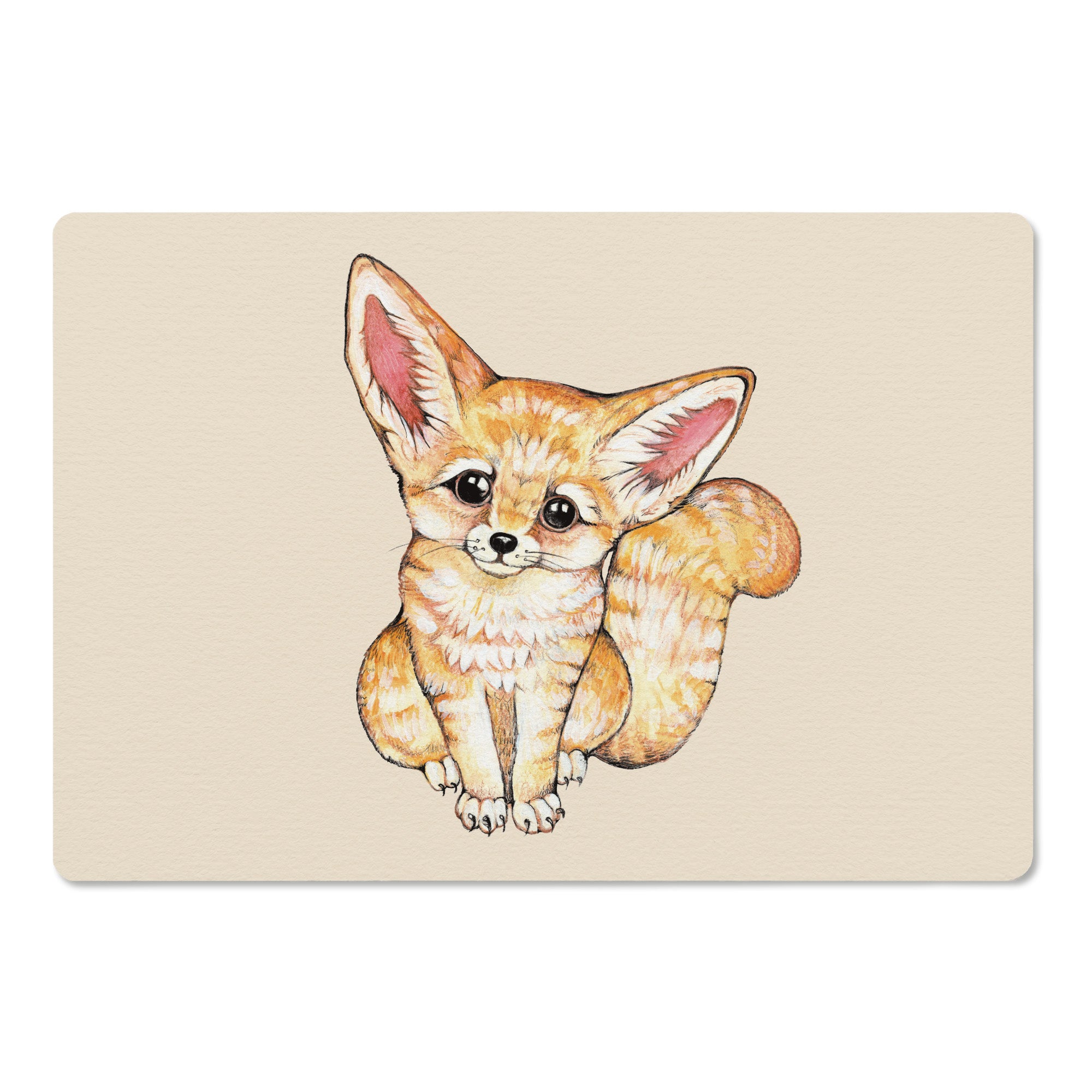 Holzbrettchen „Wüstenfuchs“ mit handgezeichnetem Fuchs-Motiv von Hanna Ligeti