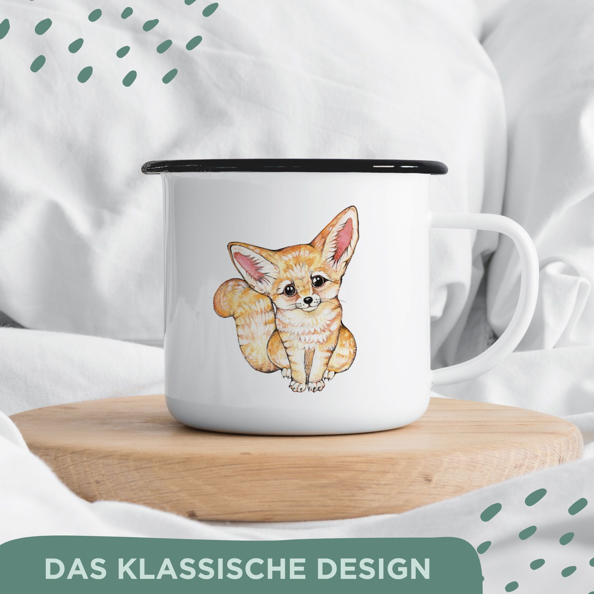 Emaille Tasse – Wüstenfuchs