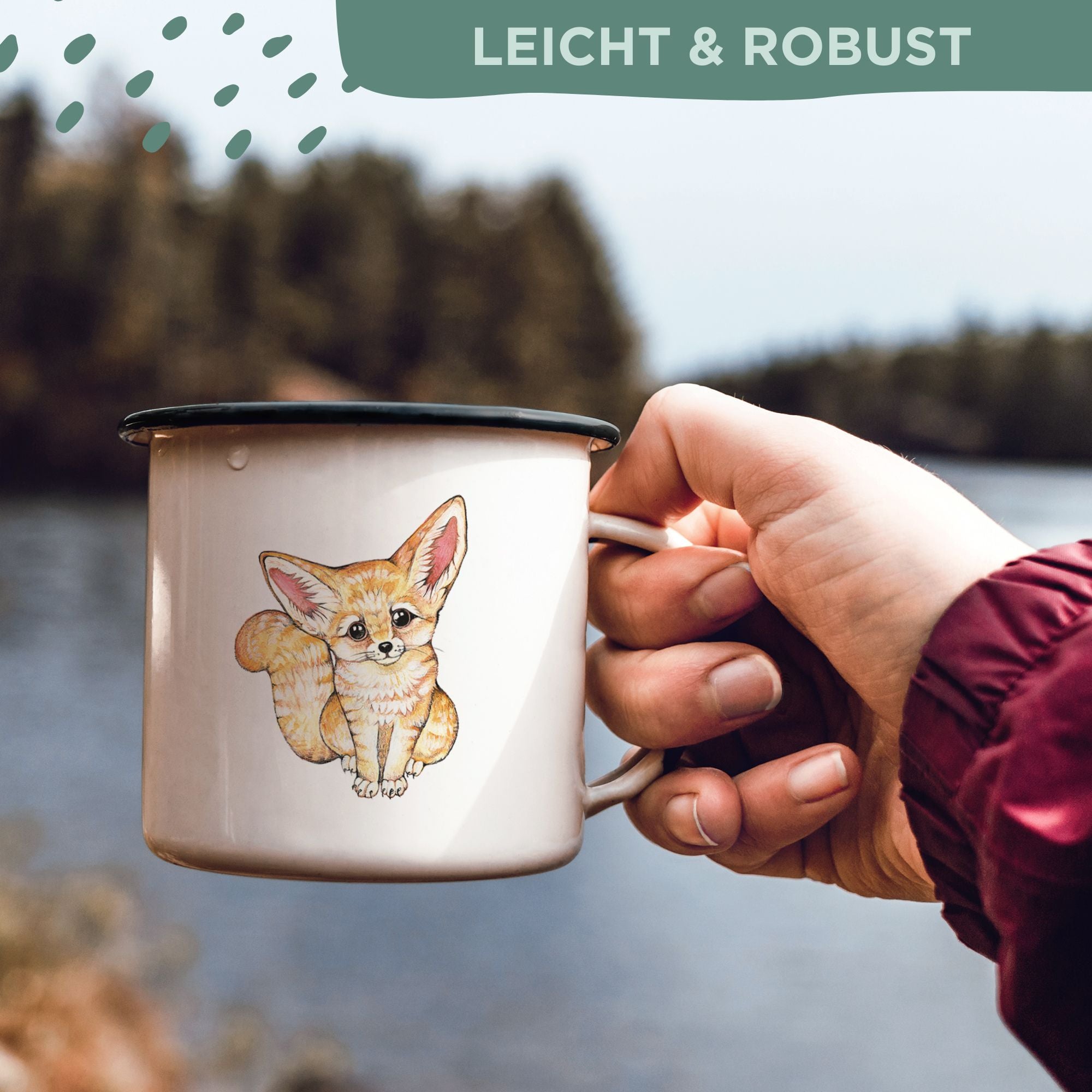 Emaille Tasse – Wüstenfuchs