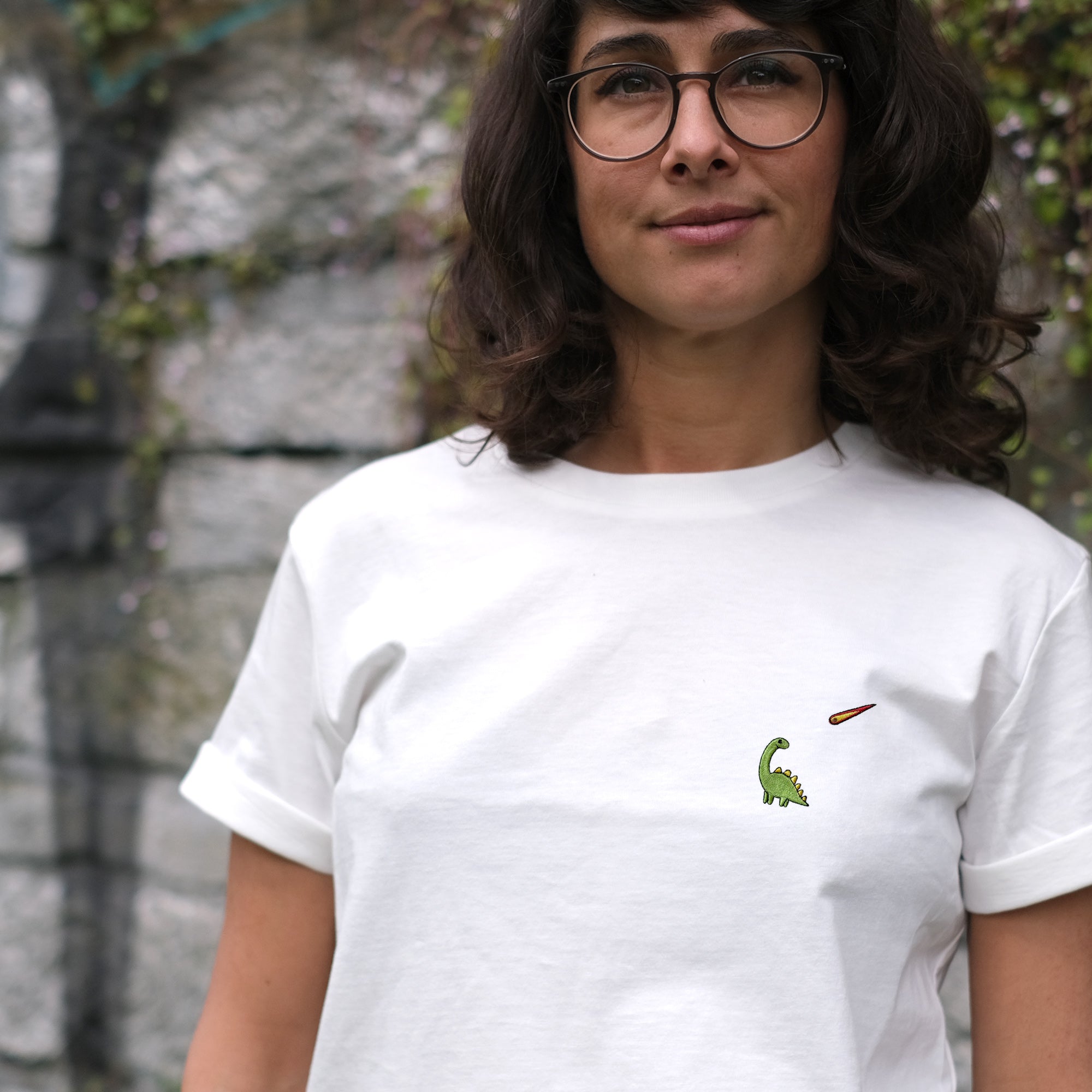 Besticktes T-Shirt – Charlie der Dino