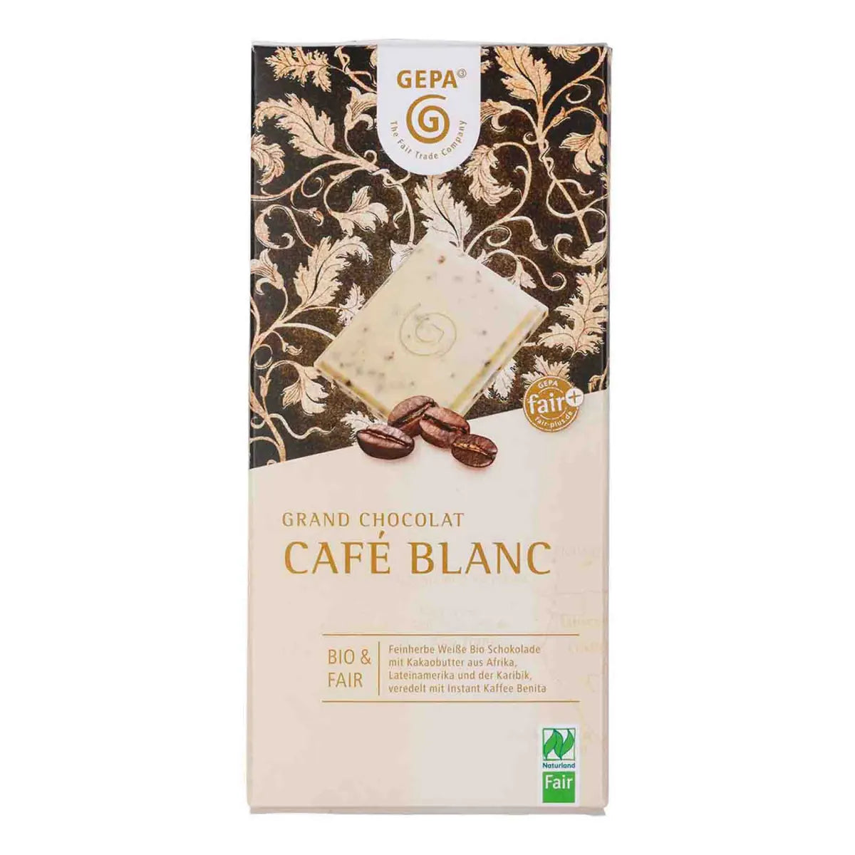 Organic Café Blanc chocolate with Ligarti motif of your choice