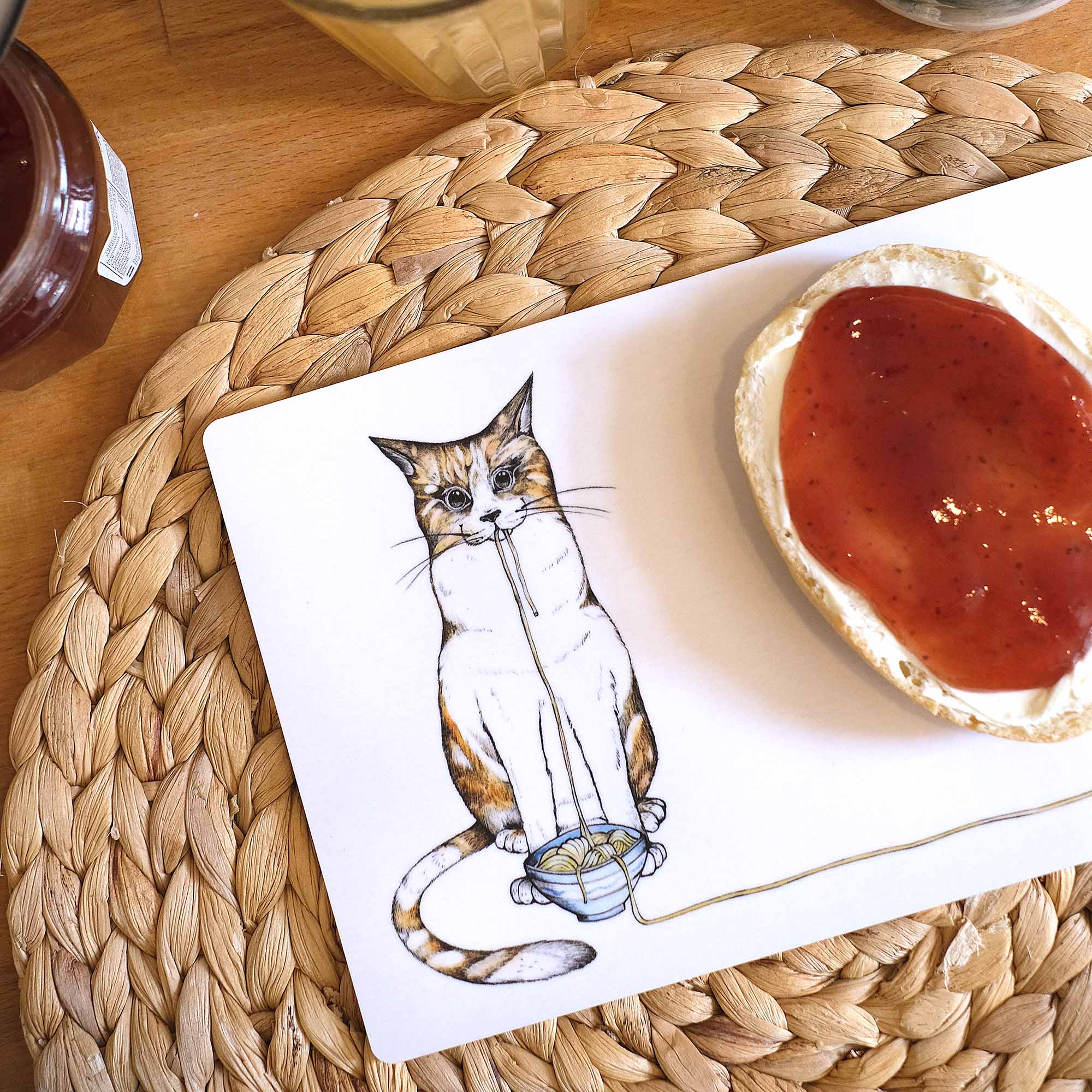 Wooden board - Ramen cat