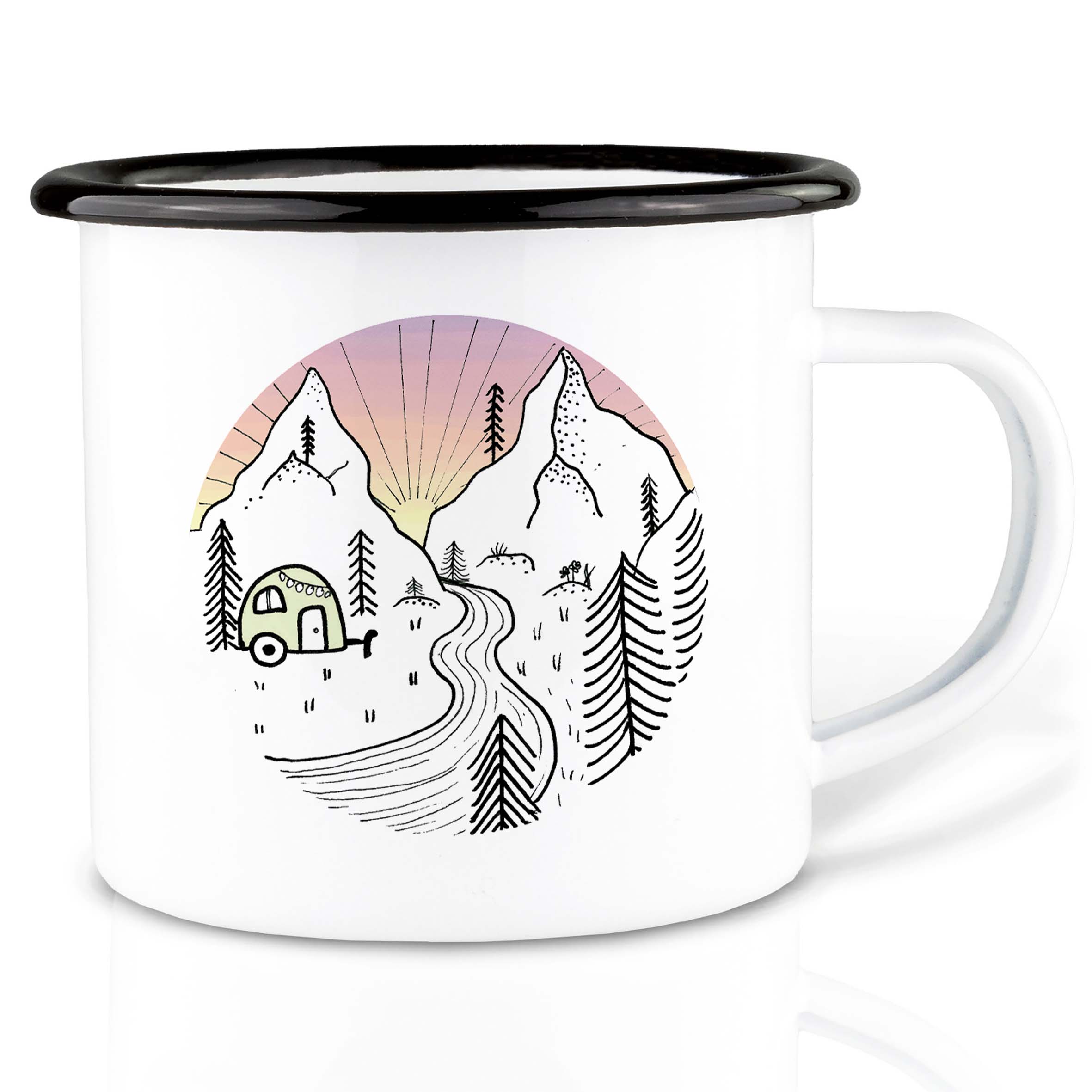 Emaille Tasse – Camping Day and Night