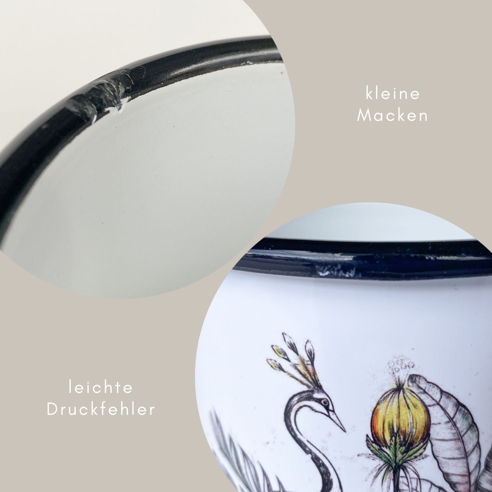 Emaille Tasse – Überraschungstasse (B-Ware)