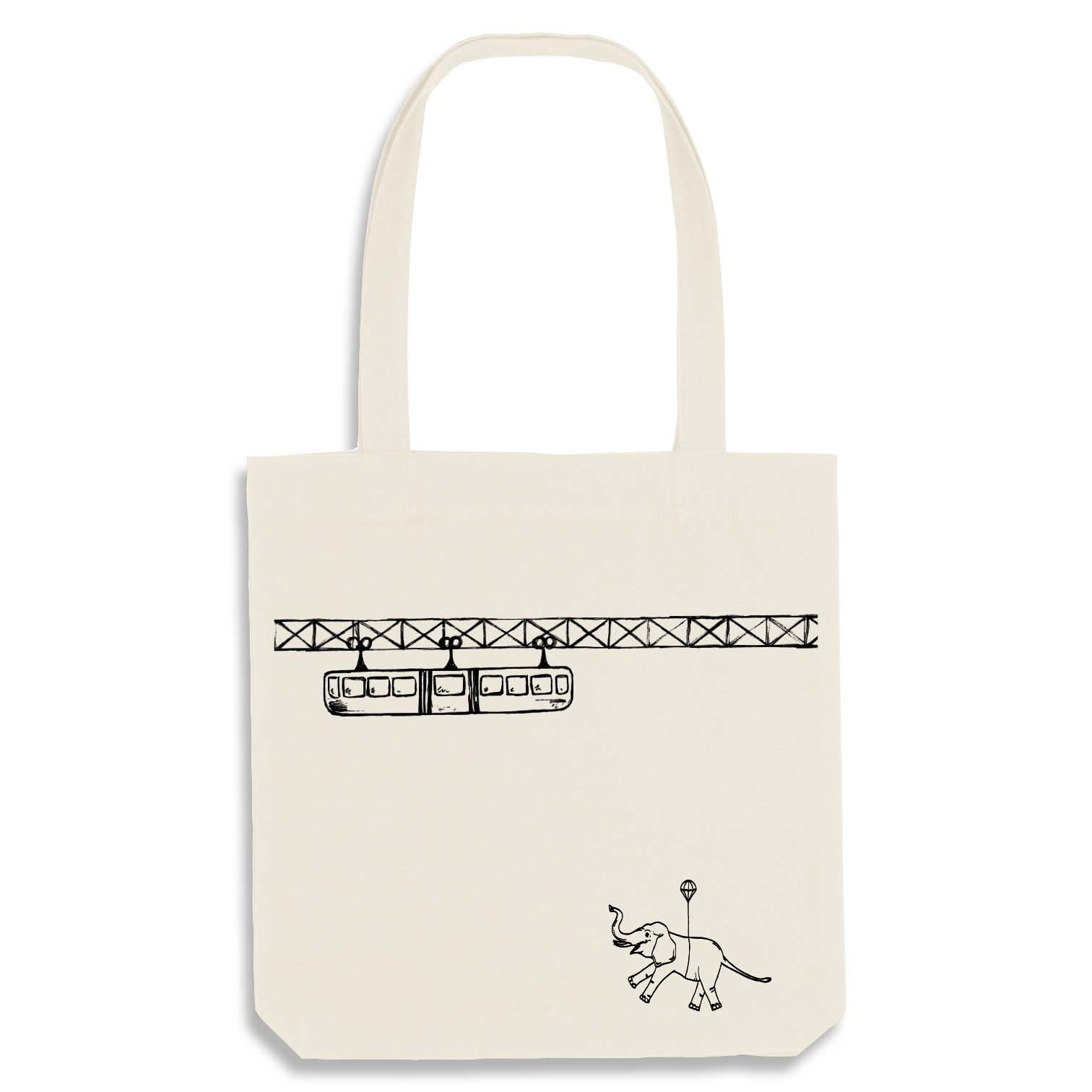 Jutebeutel weiß Schwebebahn Tuffi - Wuppertal