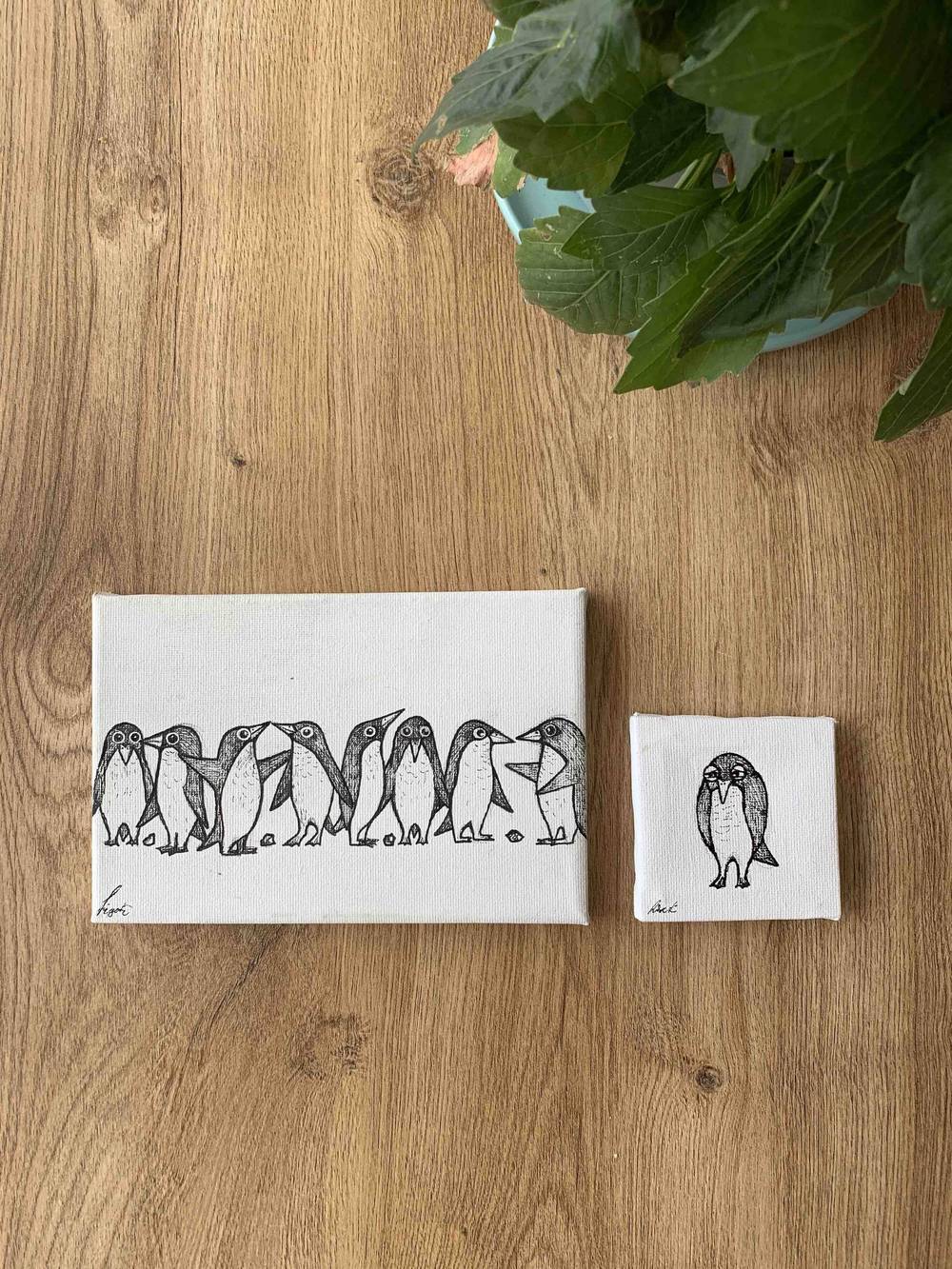 Pinguine – zweiteilig – 17,5 x 11,5 cm & 7 x 7 cm