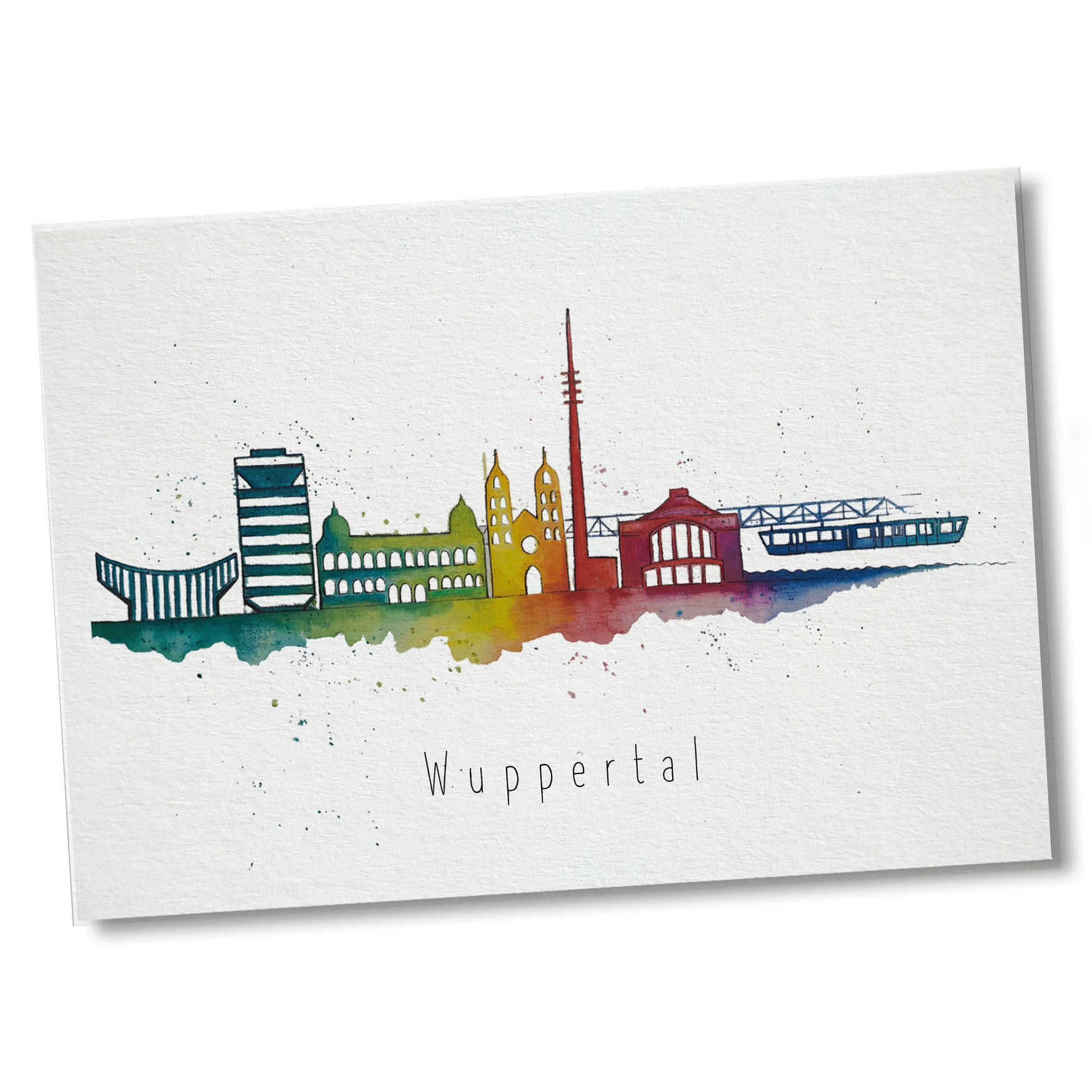 Postkarte Bambus Wuppertal Skyline