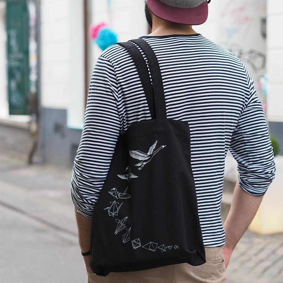 Jutebeutel – Origami Schwan