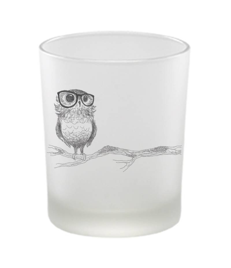 Windlicht Teelicht Brilleneule Uhu
