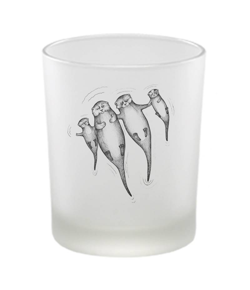 Windlicht Teelicht Otter Familie