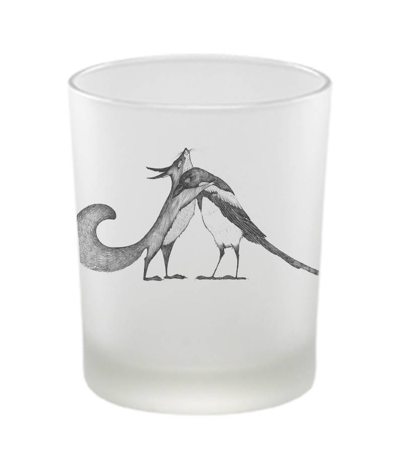 Windlicht Teelicht Eichhörnchen Elster