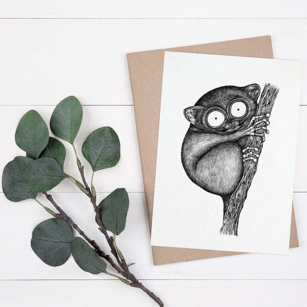 Grußkarte Lemur mit großen Augen
