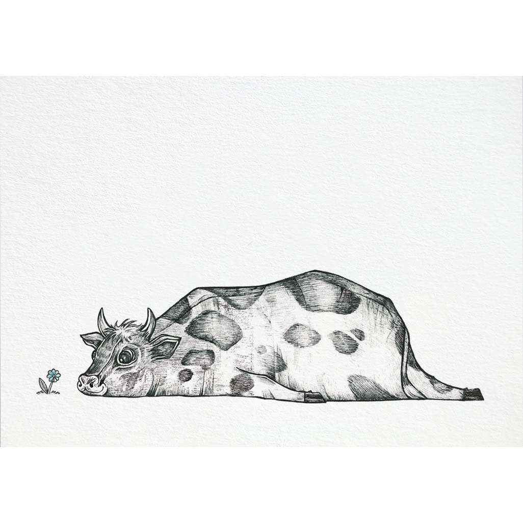 Postkarte Bambus entspannte Kuh